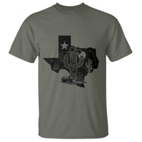 Western Pride Gift T Shirt Cactus Texas Map With Cowboy Hat - Wonder Print Shop