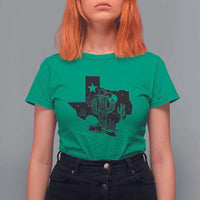 Western Pride Gift T Shirt For Women Cactus Texas Map With Cowboy Hat - Wonder Print Shop