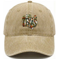 Texas Cowboy And Cowgirl Washed Cotton Baseball Cap Vintage Cactus Gift Idea