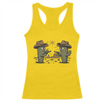 Funny Lone Star Cactus Cowboy Gunfight Gift Racerback Tank Top - Wonder Print Shop