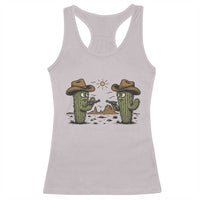 Funny Lone Star Cactus Cowboy Gunfight Gift Racerback Tank Top - Wonder Print Shop