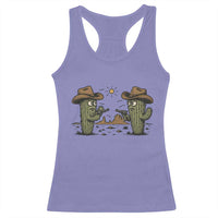 Funny Lone Star Cactus Cowboy Gunfight Gift Racerback Tank Top - Wonder Print Shop