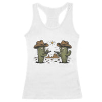 Funny Lone Star Cactus Cowboy Gunfight Gift Racerback Tank Top - Wonder Print Shop