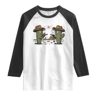 Funny Lone Star Cactus Cowboy Gunfight Gift Raglan Shirt - Wonder Print Shop
