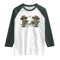 Funny Lone Star Cactus Cowboy Gunfight Gift Raglan Shirt - Wonder Print Shop