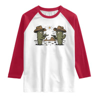Funny Lone Star Cactus Cowboy Gunfight Gift Raglan Shirt - Wonder Print Shop