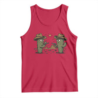 Funny Lone Star Cactus Cowboy Gunfight Gift Tank Top - Wonder Print Shop