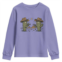 Funny Lone Star Cactus Cowboy Gunfight Gift Youth Sweatshirt - Wonder Print Shop