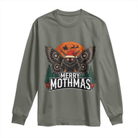 Mothman Long Sleeve Shirt Holiday Humor Merry Mothmas Cryptid Gift - Wonder Print Shop