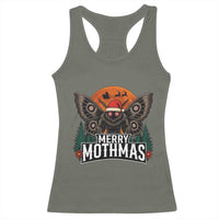 Mothman Racerback Tank Top Holiday Humor Merry Mothmas Cryptid Gift - Wonder Print Shop