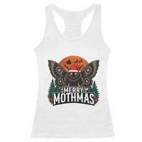 Mothman Racerback Tank Top Holiday Humor Merry Mothmas Cryptid Gift - Wonder Print Shop