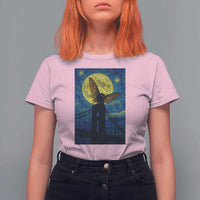 Mothman Starry Night T Shirt For Women Van Gogh Cryptid Gift - Wonder Print Shop