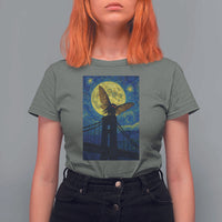 Mothman Starry Night T Shirt For Women Van Gogh Cryptid Gift - Wonder Print Shop
