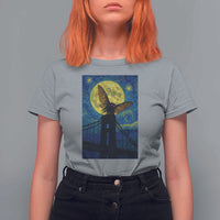 Mothman Starry Night T Shirt For Women Van Gogh Cryptid Gift - Wonder Print Shop