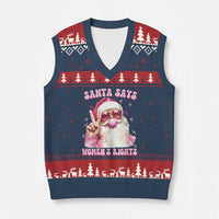 Funny Santa Says Womens Rights V-Neck Knit Sweater Vest Feminist Activist Xmas Gift - Wonder Print Shop