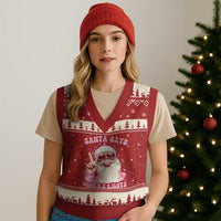 Funny Santa Says Womens Rights V-Neck Knit Sweater Vest Feminist Activist Xmas Gift - Wonder Print Shop