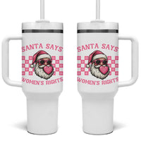 Funny Feminist Activist Christmas Tumbler With Handle Santa Says Womens Rights - Wonder Print Shop
