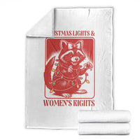 Christmas Lights And Womens Rights Throw Blanket Raccoon Female Rage Holiday Gift - Wonder Print Shop