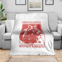 Christmas Lights And Womens Rights Throw Blanket Raccoon Female Rage Holiday Gift - Wonder Print Shop