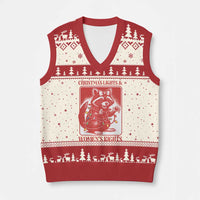 Xmas Lights And Womens Rights V-Neck Knit Sweater Vest Raccoon Female Rage Holiday Gift - Wonder Print Shop