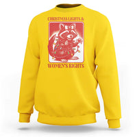 Christmas Lights And Womens Rights Sweatshirt Raccoon Female Rage Holiday Gift - Wonder Print Shop