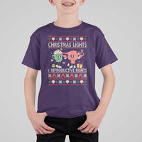Funny Feminist Christmas Lights And Reproductive Rights Ugly Holiday Gift T Shirt For Kid - Wonder Print Shop