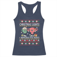 Funny Feminist Christmas Lights And Reproductive Rights Ugly Holiday Gift Racerback Tank Top - Wonder Print Shop