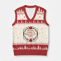 Holiday Lights And Reproductive Rights V-Neck Knit Sweater Vest Funny Feminist Christmas Gift - Wonder Print Shop
