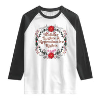 Holiday Lights And Reproductive Rights Raglan Shirt Funny Feminist Christmas Gift - Wonder Print Shop