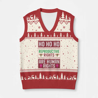 Funny Christmas Feminist Gift V-Neck Knit Sweater Vest Reproductive Rights Are Human Rights - Wonder Print Shop