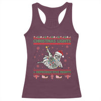 Christmas Lights And Reproductive Rights Ugly Christmas Racerback Tank Top Feminist Raccoon Gift - Wonder Print Shop