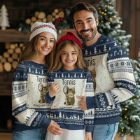 Funny Cat Plays Tennis Ugly Christmas Sweater Because Murder Is Wrong - Wonder Print Shop