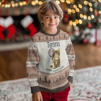 Funny Cat Plays Tennis Ugly Christmas Sweater Because Murder Is Wrong - Wonder Print Shop