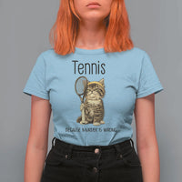 Funny Cat Plays Tennis T Shirt For Women Because Murder Is Wrong - Wonder Print Shop
