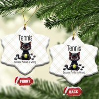 Funny Tennis Cat Gift Ceramic Ornament Because Murder Is Wrong - Wonder Print Shop