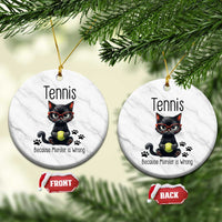 Funny Tennis Cat Gift Ceramic Ornament Because Murder Is Wrong - Wonder Print Shop