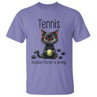Funny Tennis Cat Gift T Shirt Because Murder Is Wrong - Wonder Print Shop