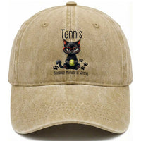 Funny Tennis Cat Gift Washed Cotton Baseball Cap Because Murder Is Wrong