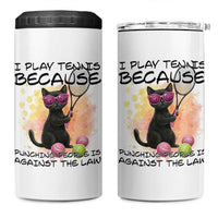 Because Punching People Is Against The Law 4 in 1 Can Cooler Tumbler Funny Tennis Cat Gift - Wonder Print Shop