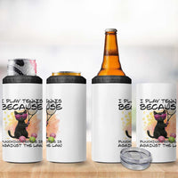 Because Punching People Is Against The Law 4 in 1 Can Cooler Tumbler Funny Tennis Cat Gift - Wonder Print Shop