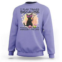 Because Punching People Is Against The Law Sweatshirt Funny Tennis Cat Gift - Wonder Print Shop