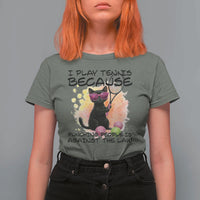Because Punching People Is Against The Law T Shirt For Women Funny Tennis Cat Gift - Wonder Print Shop