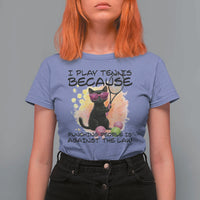 Because Punching People Is Against The Law T Shirt For Women Funny Tennis Cat Gift - Wonder Print Shop