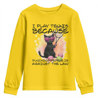 Because Punching People Is Against The Law Youth Sweatshirt Funny Tennis Cat Gift - Wonder Print Shop