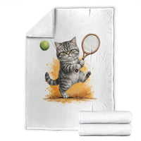 Funny Grumpy Cat Tennis Player Throw Blanket Gift For Tennis Fans - Wonder Print Shop