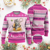 Funny Grumpy Cat Tennis Player Ugly Christmas Sweater Gift For Tennis Fans - Wonder Print Shop