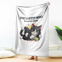 Just A Kitty Who Smashes Balls Throw Blanket Funny Tennis Cat Gift - Wonder Print Shop