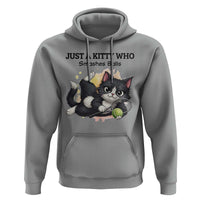 Just A Kitty Who Smashes Balls Hoodie Funny Tennis Cat Gift - Wonder Print Shop