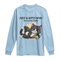 Just A Kitty Who Smashes Balls Long Sleeve Shirt Funny Tennis Cat Gift - Wonder Print Shop