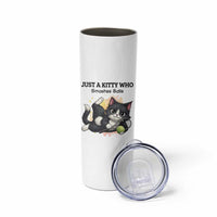 Just A Kitty Who Smashes Balls Skinny Tumbler Funny Tennis Cat Gift - Wonder Print Shop